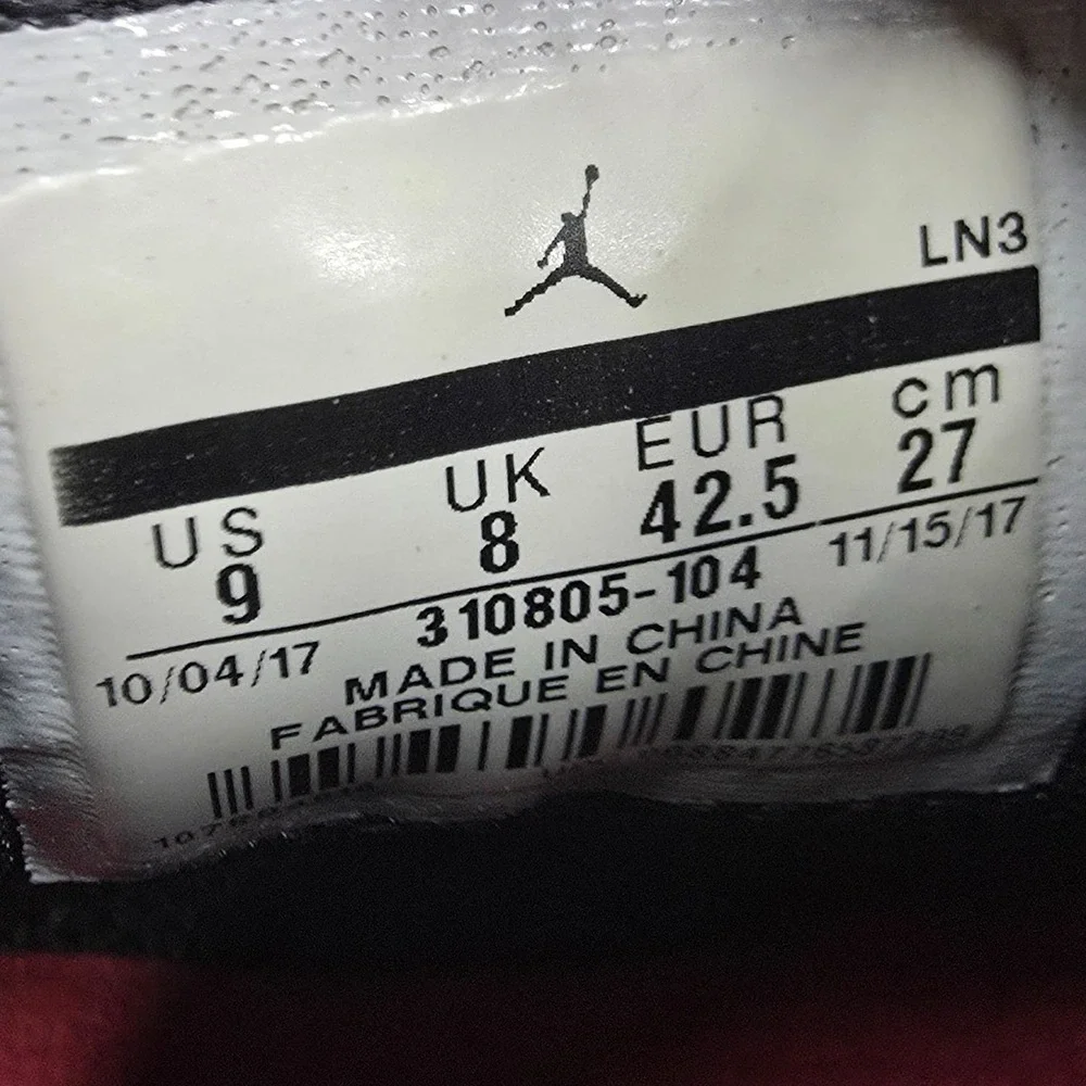 Air Jordan 10 Retro I'm Back Sneakers Mens 9 White Black Leather Basketball Shoe
